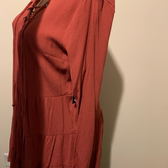 Junior lace up tier dress size XS color rusty bric - Picture 7 of 11